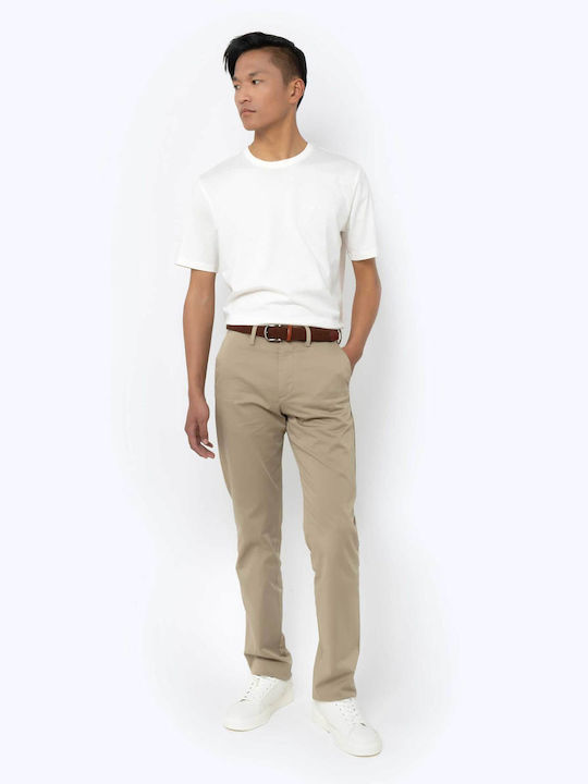 The Bostonians Men's Trousers Chino Elastic in Regular Fit Beige