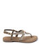 Leder Flache Sandalen für Damen in Braun Farbe