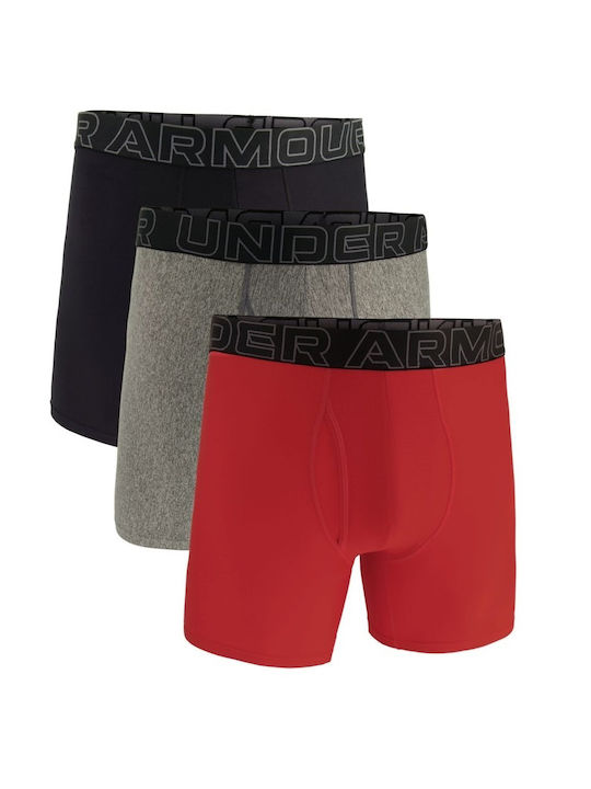 Under Armour Boxeri pentru bărbați Negru/gri/roșu 3Pachet