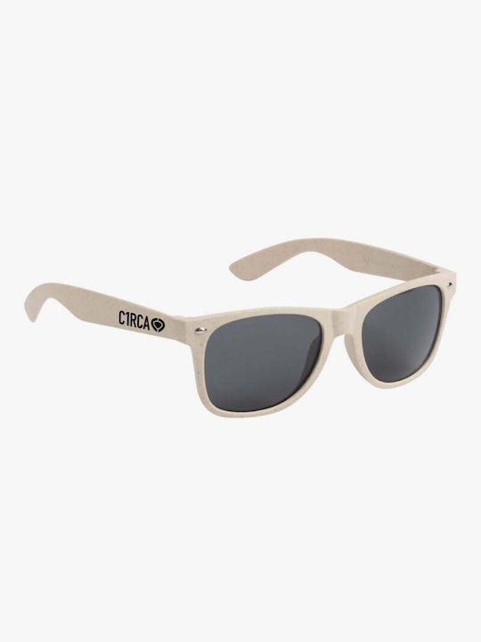 Circa Din Icon Sunglasses with White Plastic Frame and Gray Lens MSN004-BEI