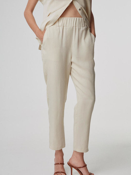 Bill Cost Damen Leinen Hose mit Gummizug Beige