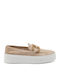 Leather Women's Moccasins in Beige Color