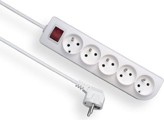 Elgotech Power Strip 5 Positions with Switch and Cable 5m