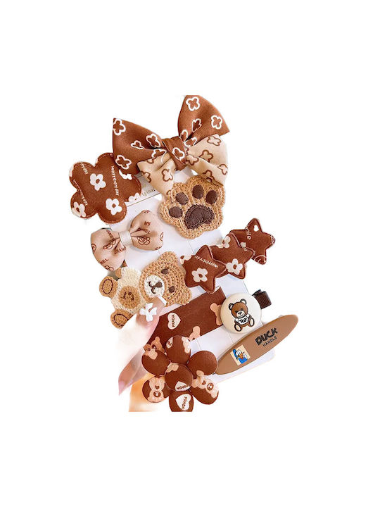 Set of Kids Hair Clips with Hair Clip in Beige Color