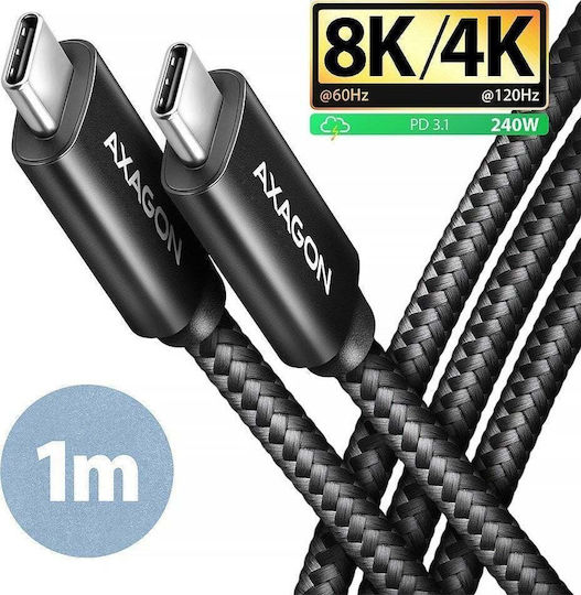 Axagon USB 3.2 Видео Кабел USB-C Мъжки - USB-C 240W Захранване PD Черен 1м BUCM4X-CM10AB