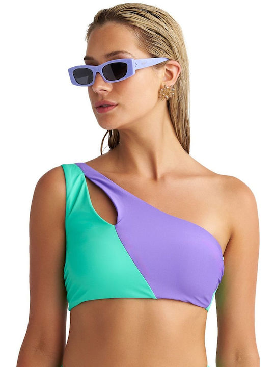 Blu4u Padded One Shoulder Bikini Top Fluo Petrol