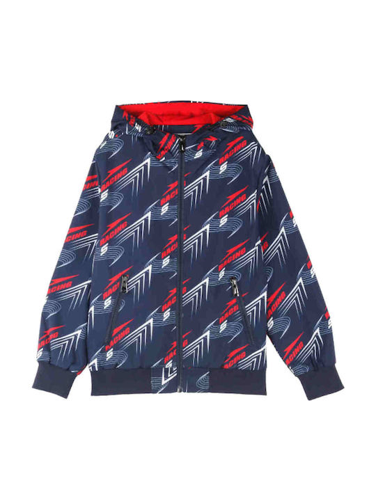 Joyce Racing Kids Casual Coat with Hood Navy Blue