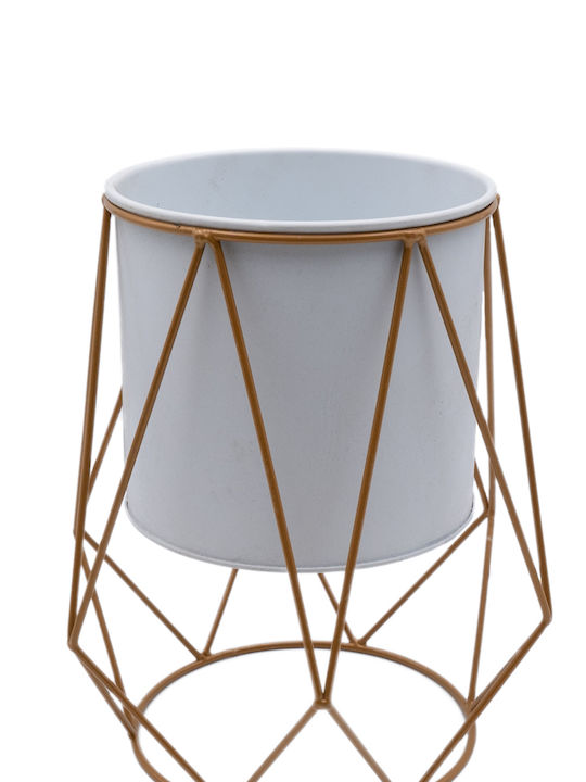 Uncle George Planter Metal White with Stand 21.5x21.5x23.5cm.