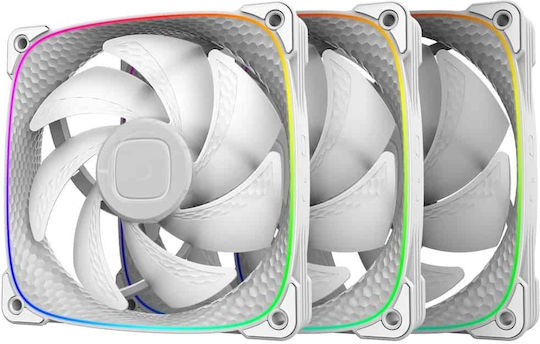 Geometric Future Squama Case Fan 120mm (2000rpm) με Λευκό Φωτισμό και Σύνδεση 4-Pin PWM 3τμχ Λευκό