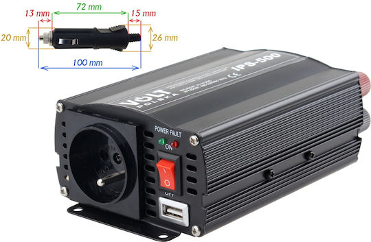 Volt Polska Inverter Αυτοκινήτου Τροποποιημένου Ημιτόνου 500W για 12V DC