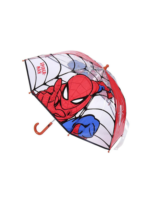 Spiderman Kids Curved Handle Umbrella with Diameter 45cm Red