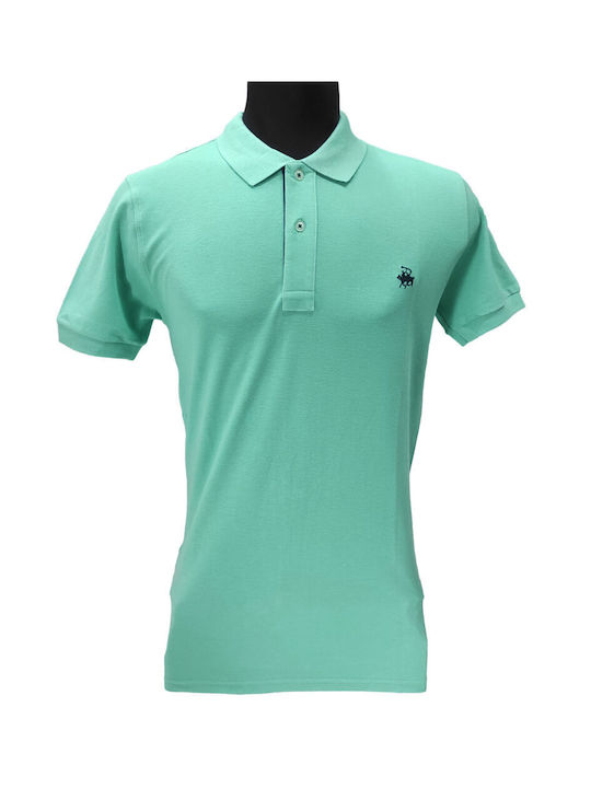 Men's Polo Shirt Franco Black Piqué Monochrome Mint