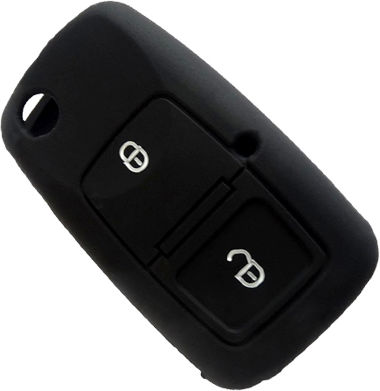 Car Key Cover Case made of with 2 Buttons for VW / Seat / Skoda in Black Color