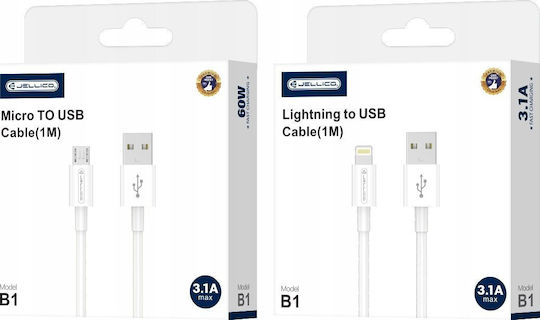 Jellico Regular USB 2.0 spre micro USB Cablu Alb 1m 1buc