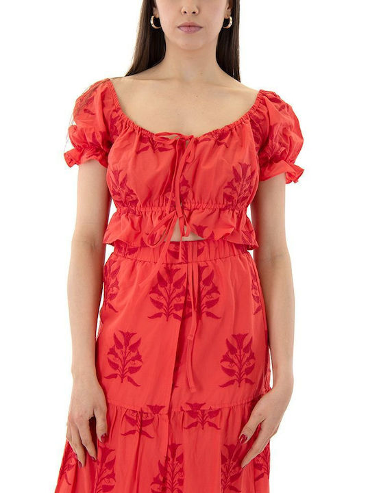 August Women's Crop Top Cotton Sleeveless Red