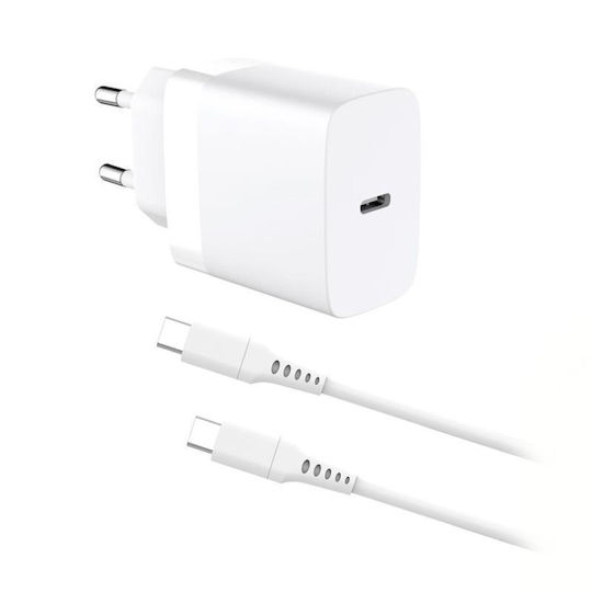 iNOS Ladegerät mit USB-C Anschluss und Kabel USB-C 20W Stromlieferung / Schnellaufladung 3.0 Weißς