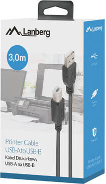 Lanberg USB 2.0 Cable USB-A male - USB-B male Μαύρο 3m CA-USBA-15CU-0030-BK
