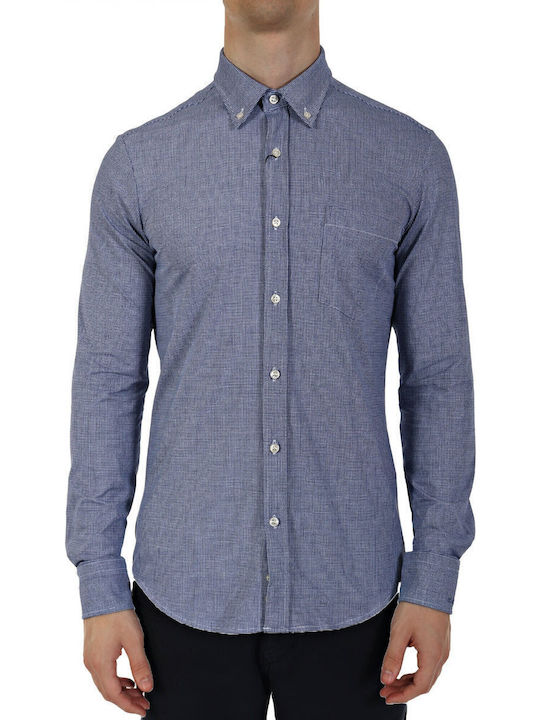 Paul&Shark Microcheck Button Down Shirt Blue