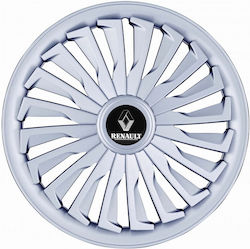 Jestic Car Hubcap Set with Renault Emblem 14" 4pcs Silver /Silver