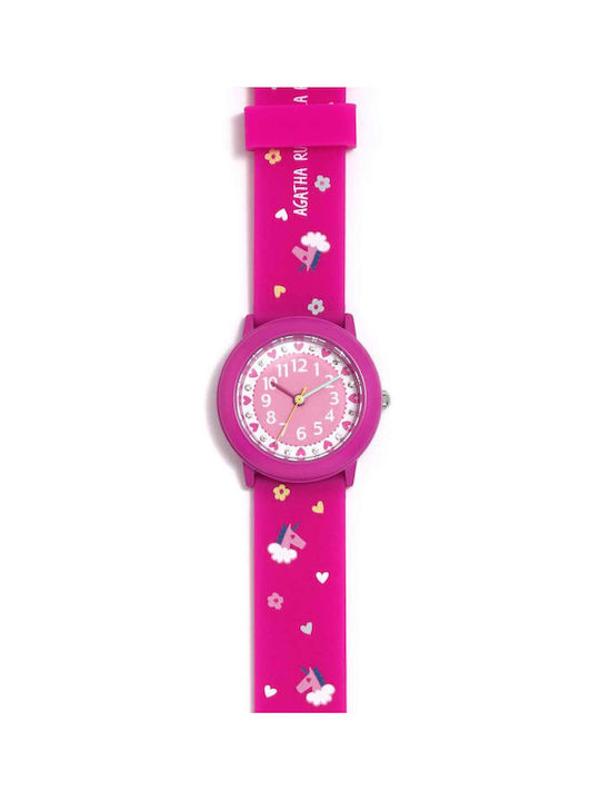 Agatha Ruiz De La Prada Kinder Analoguhr mit Kautschuk/Plastik Armband Fuchsie