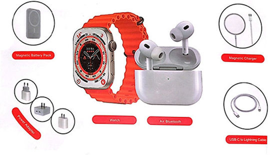 X8 Unique Combo Smartwatch με Παλμογράφο (Πορτοκαλί)