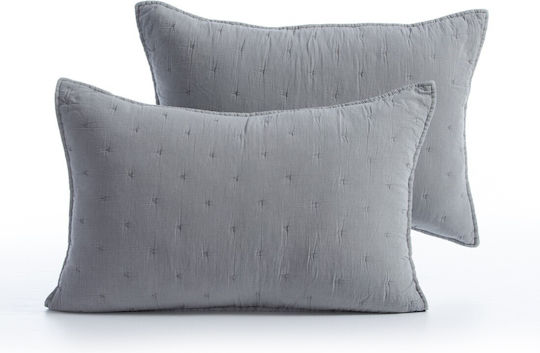 Nef-Nef Homeware Elements Kissenbezug-Set Oxford Gesteppt Grey 52x72cm.