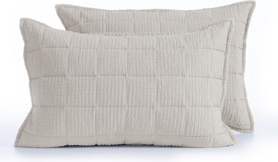 Nef-Nef Homeware Elements Pillowcase Set Oxford Quilted Stone 52x72cm.