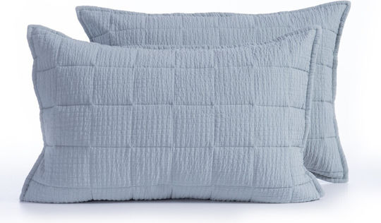 Nef-Nef Homeware Elements Kissenbezug-Set Oxford Gesteppt Silver/blue 52x72cm.