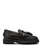 Leder Damen Mokassins in Schwarz Farbe