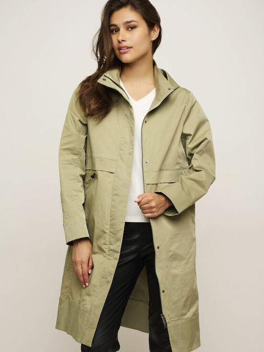 Rino&Pelle Women's Short Parka Jacket for Spring or Autumn with Hood Mint