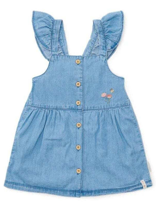 Kinderkleid Ärmellos Denim Blau
