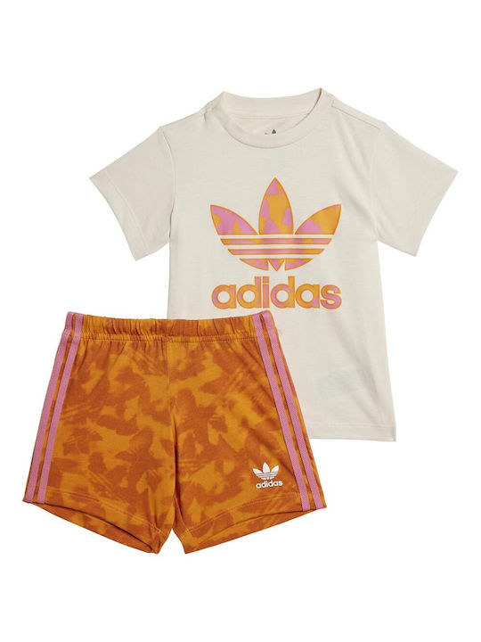 Adidas Kinderkleidung Set mit Shorts Sommer 2Stück Weiß Short Tee