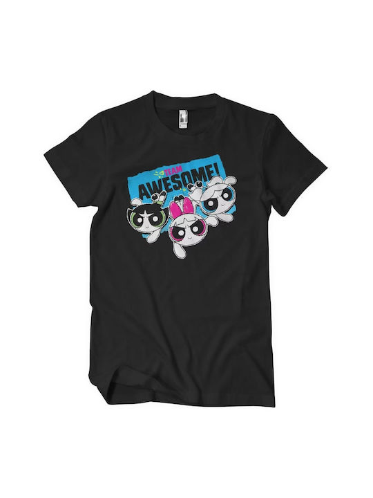 Powerpuff Girls Team Awesome Black T-shirt