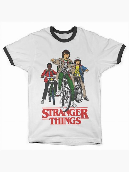 Stranger Things Biker Weiß Schwarz T-Shirt