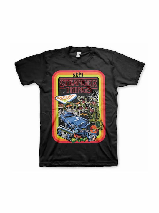 Stranger Things Retro Poster Black T-shirt