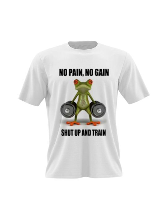 Tricou bărbați No Pain No Gain Mc80-Alb