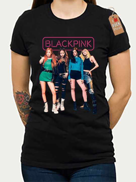 Rock Deal Black Pink Cotton T-shirt