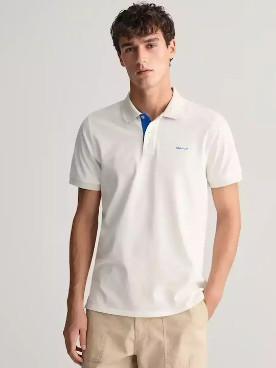 Gant Bluza Bărbătească cu Mânecă Scurtă Polo White