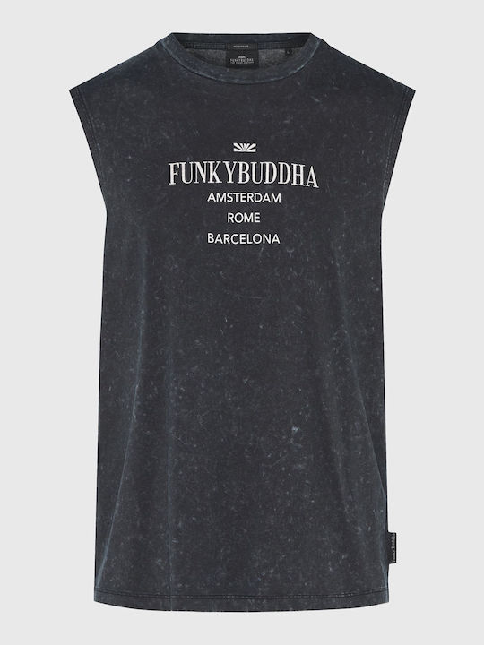 Funky Buddha Bluza Bărbătească Fără Mâneci Neagră