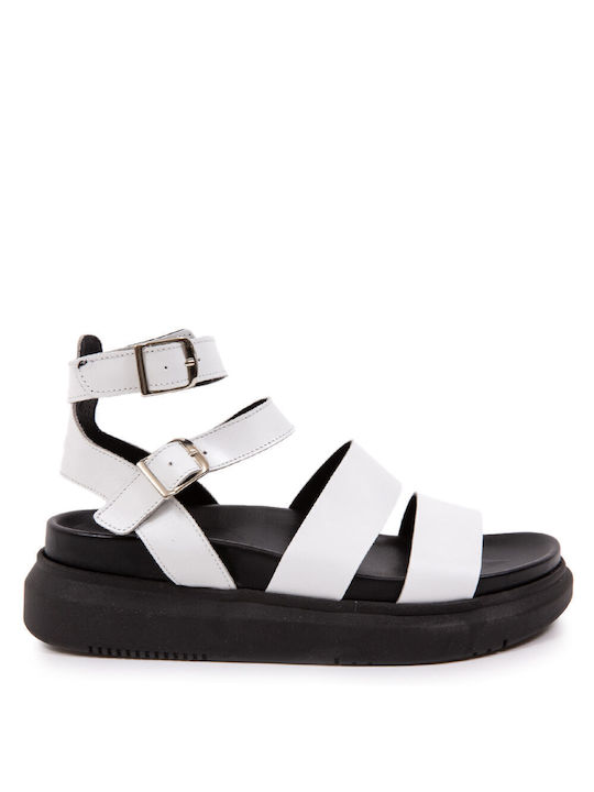 Makis Kotris Damen Flache Sandalen in Weiß Farbe