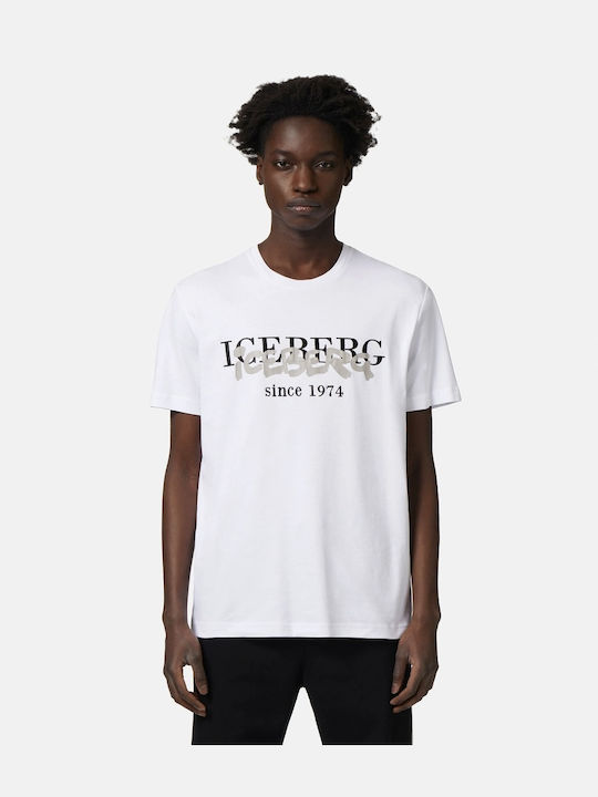 Iceberg Bărbați T-shirt Sportiv cu Mânecă Scurtă Alb