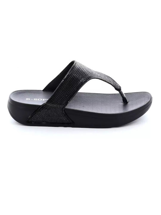 B-Soft Flatforms Women's Sandals with Strass Black