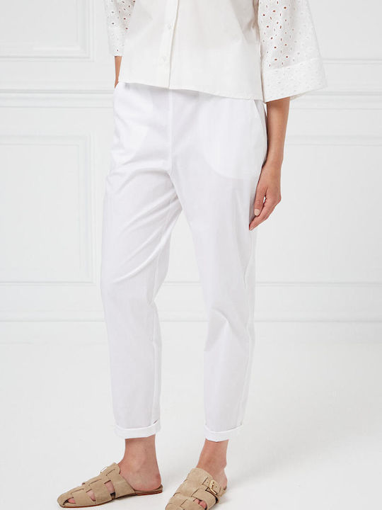 Bill Cost Women's Cotton Trousers with Elastic White