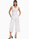 Damen Stoff Capri Hose White