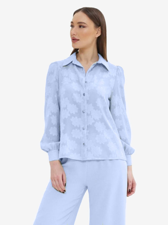 Garantie Langärmelig Damen Hemd Blue