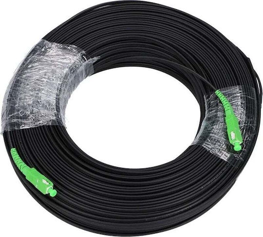 Extralink Flat Καλώδιο Οπτικής Ίνας SC/APC-SC/APC 100m Μαύρο