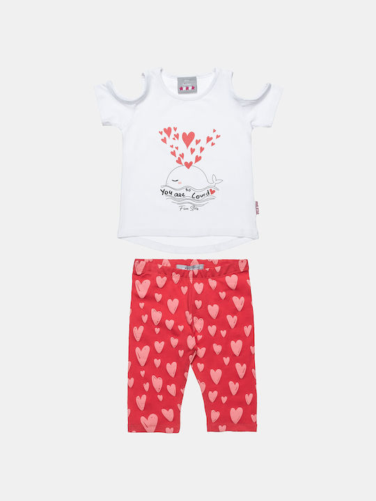 Alouette Kinder Set mit Leggings Sommer 2Stück Weiß Five Star