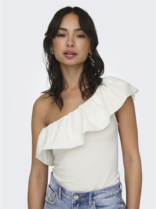 Only Women's Blouse Cotton with One Shoulder White