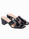 Square Toe Block Heel Mules Black