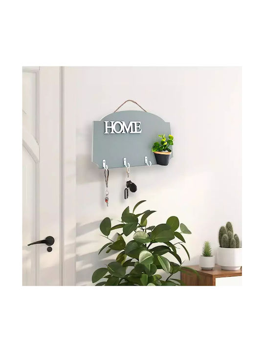 Uncle George Wooden Decorative Key Hook Home 3 Different Colors Artificial Plant Pot 25x1x15cm Mint
